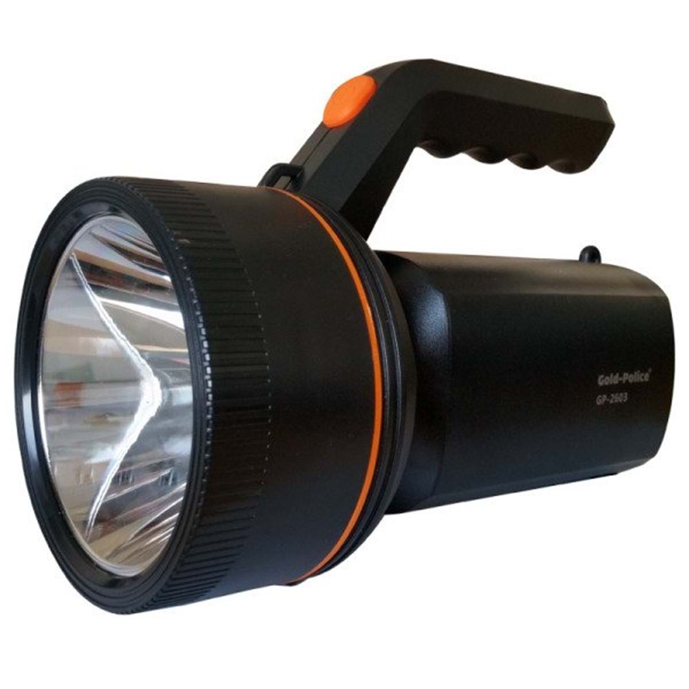 GOLD-POLİCE LED EL FENERİ ŞARJLI 10 W GP-2603 ( 21 cm )-( ÇAP 10.5 cm )