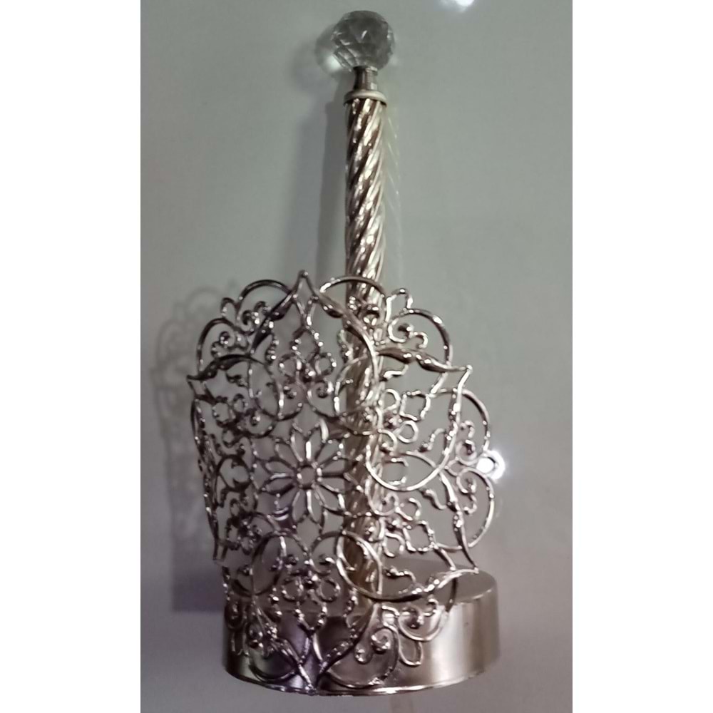 KRİSTAL BAŞLI METAL KAĞIT HAVLULUK - GÜMÜŞ GRİ