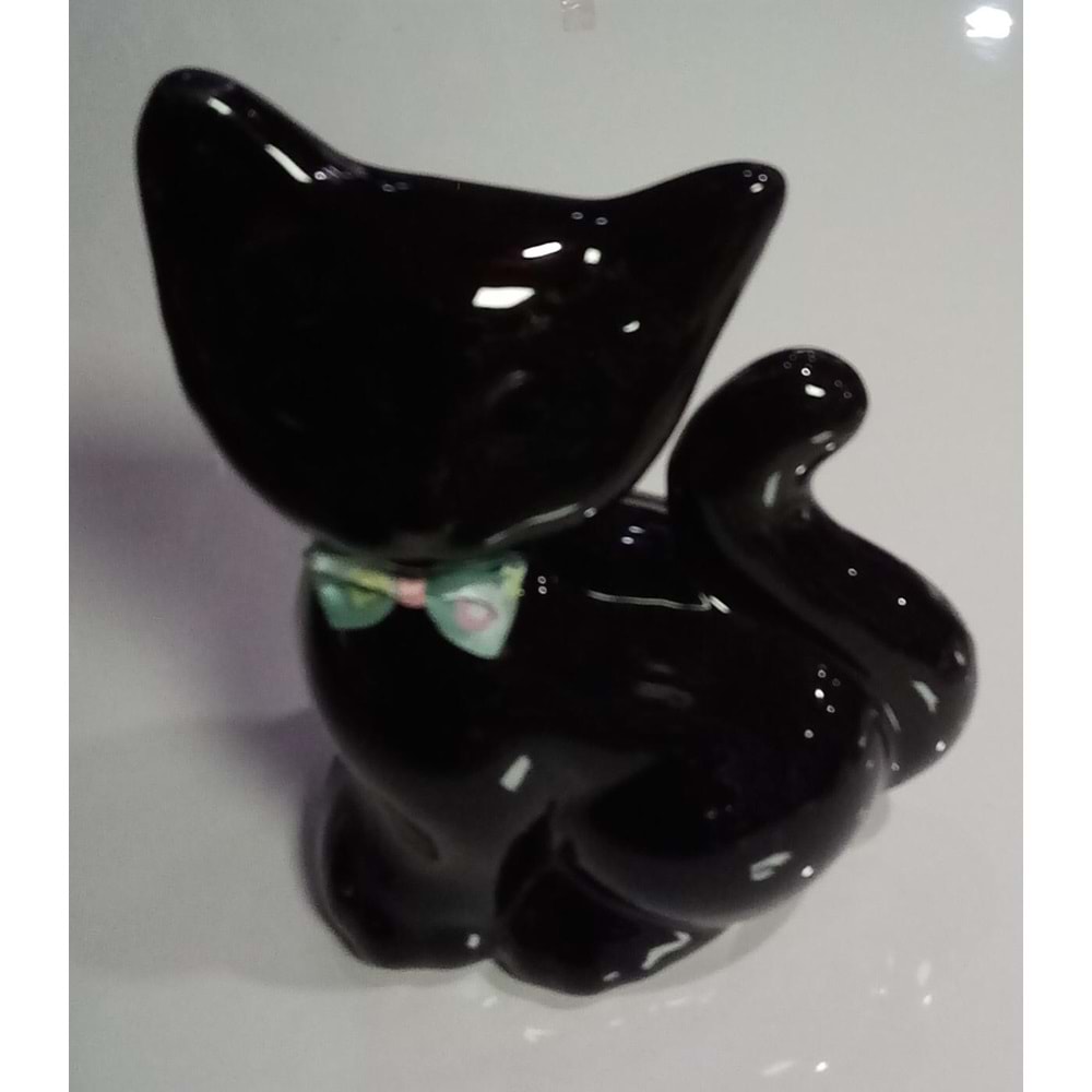 GOLD HOME - SERAMİK FİYONKLU KEDİ ( 12 x 17 cm )