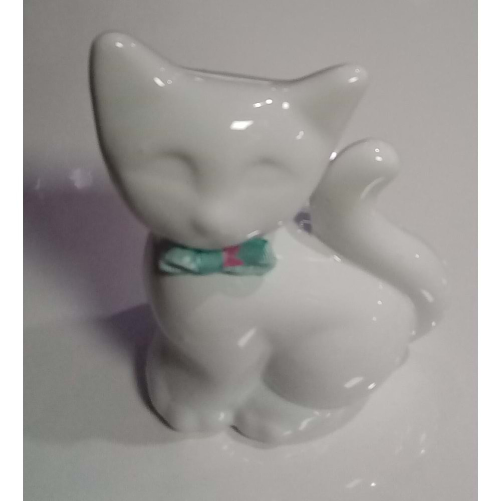 GOLD HOME - SERAMİK FİYONKLU KEDİ ( 12 x 17 cm )