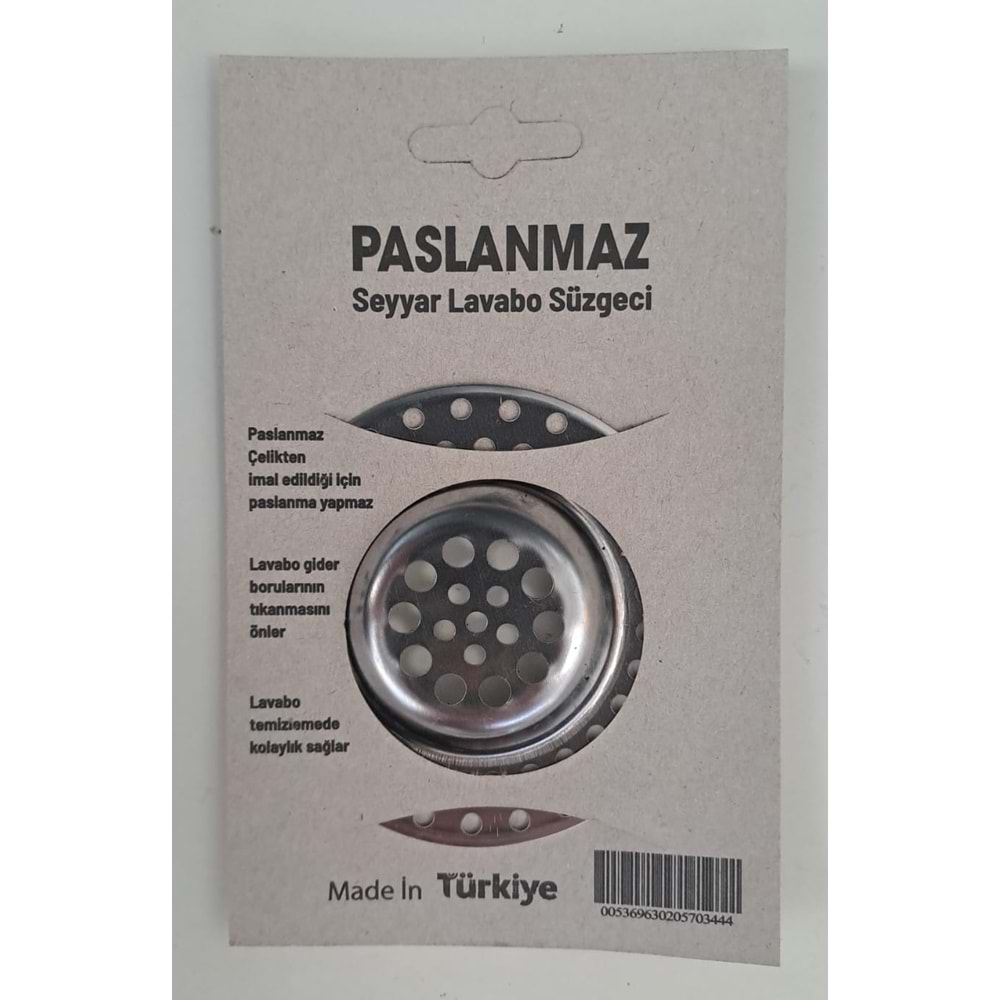 SEYYAR LAVABO SÜZGECİ METAL KÜÇÜK