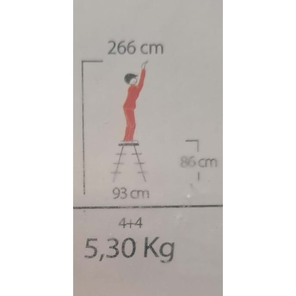 ÇİFT ÇIKIŞLI METAL MERDİVEN 4 BASAMAK ( 4+4 BASAMAKLI )