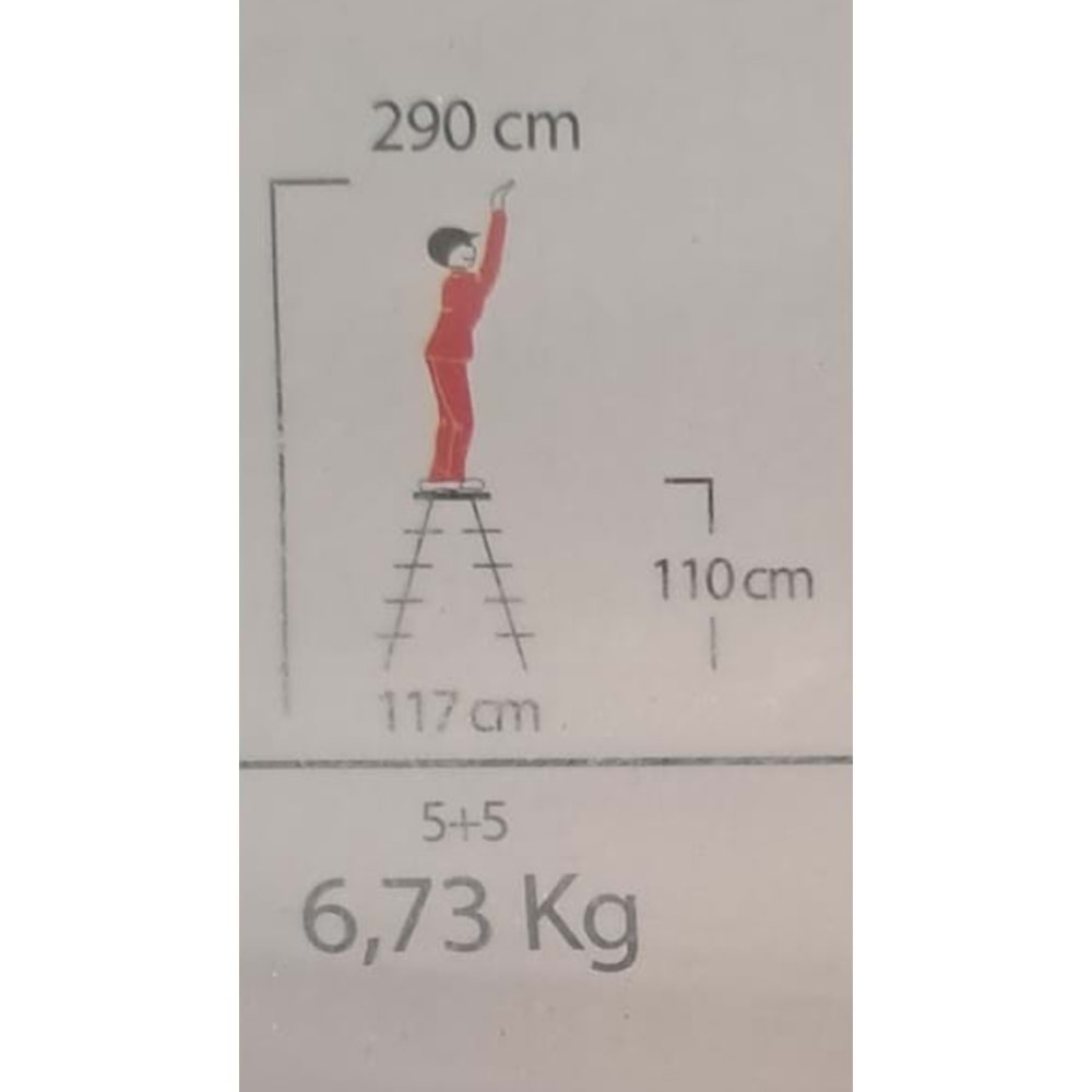 ÇİFT ÇIKIŞLI METAL MERDİVEN 5 BASAMAK ( 5+5 BASAMAKLI )