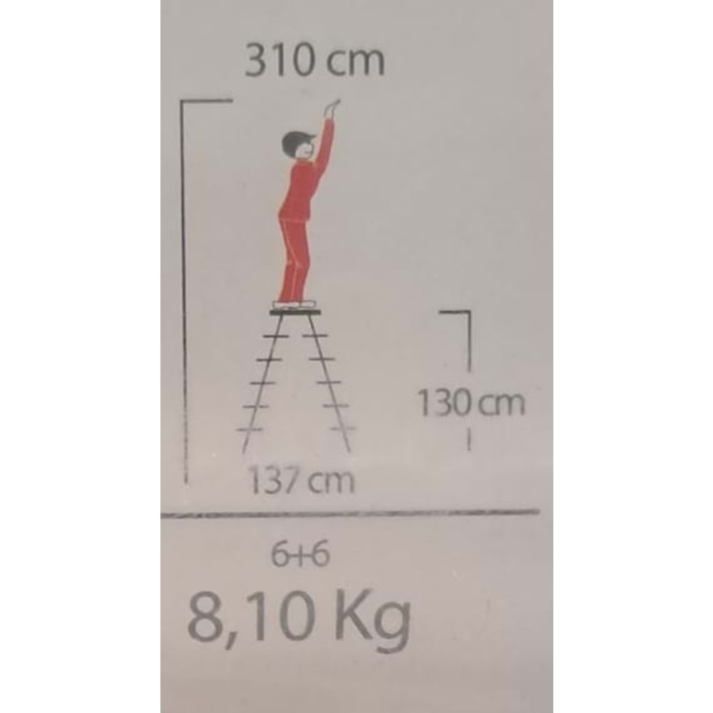 ÇİFT ÇIKIŞLI METAL MERDİVEN 6 BASAMAK ( 6+6 BASAMAKLI )