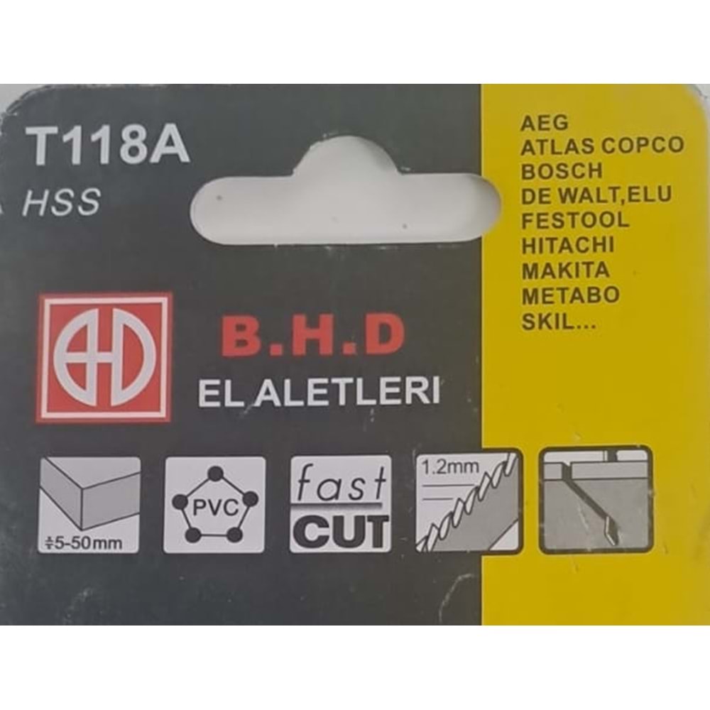 DEKUPAJ BIÇAĞI METAL ( TESTERESİ ) T118A HSS B.H.D ( 1 ADET FİYATIDIR )