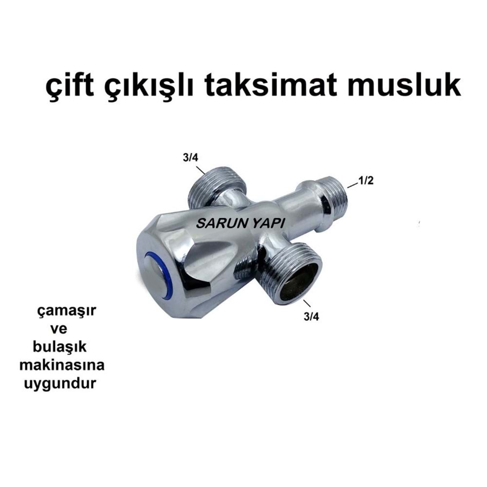 ÇİFT ÇIKIŞLI TAKSİMAT MUSLUĞU KROM