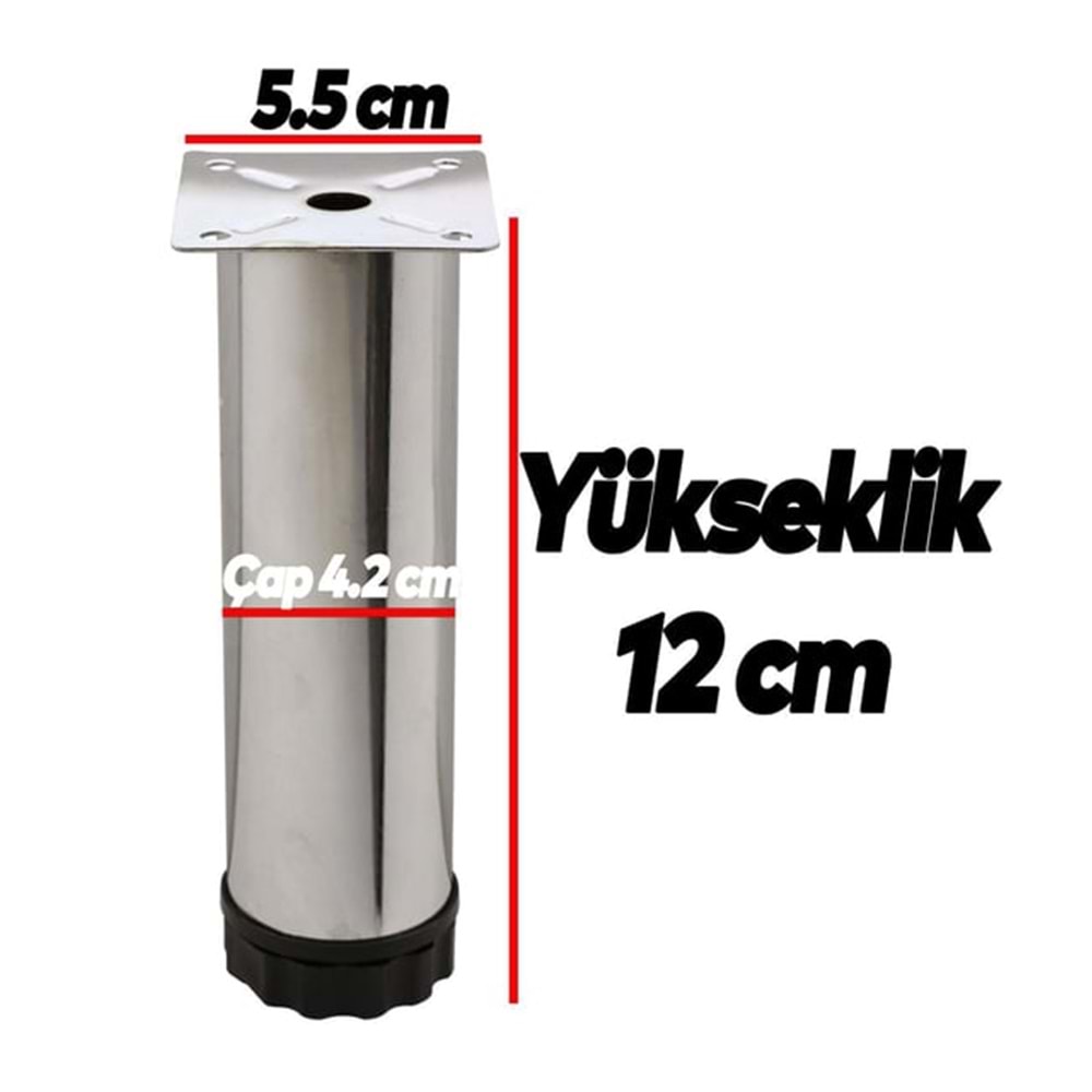 METAL BAZA AYAK 12 CM KROM ( 1 ADET FİYATIDIR )
