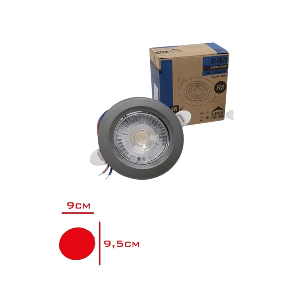 LEVA SIVA ALTI DOWNLIGHT SPOT 3IN1 IŞIK GRİ ÇERÇEVE 6 W 660lm 9 CM LV-3073