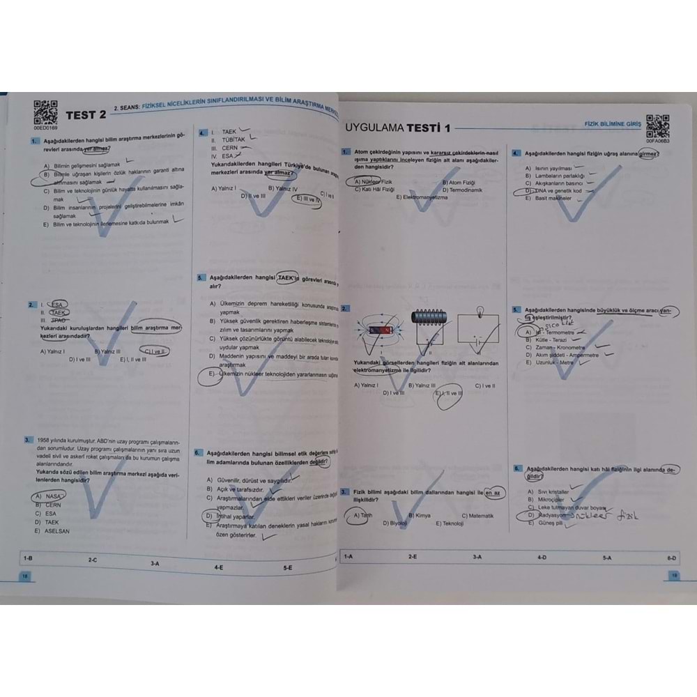 OKYANUS VE PALME YAYINLARI TYT VE 11.SINIF FİZİK SORU BANKASI ( 2.EL )