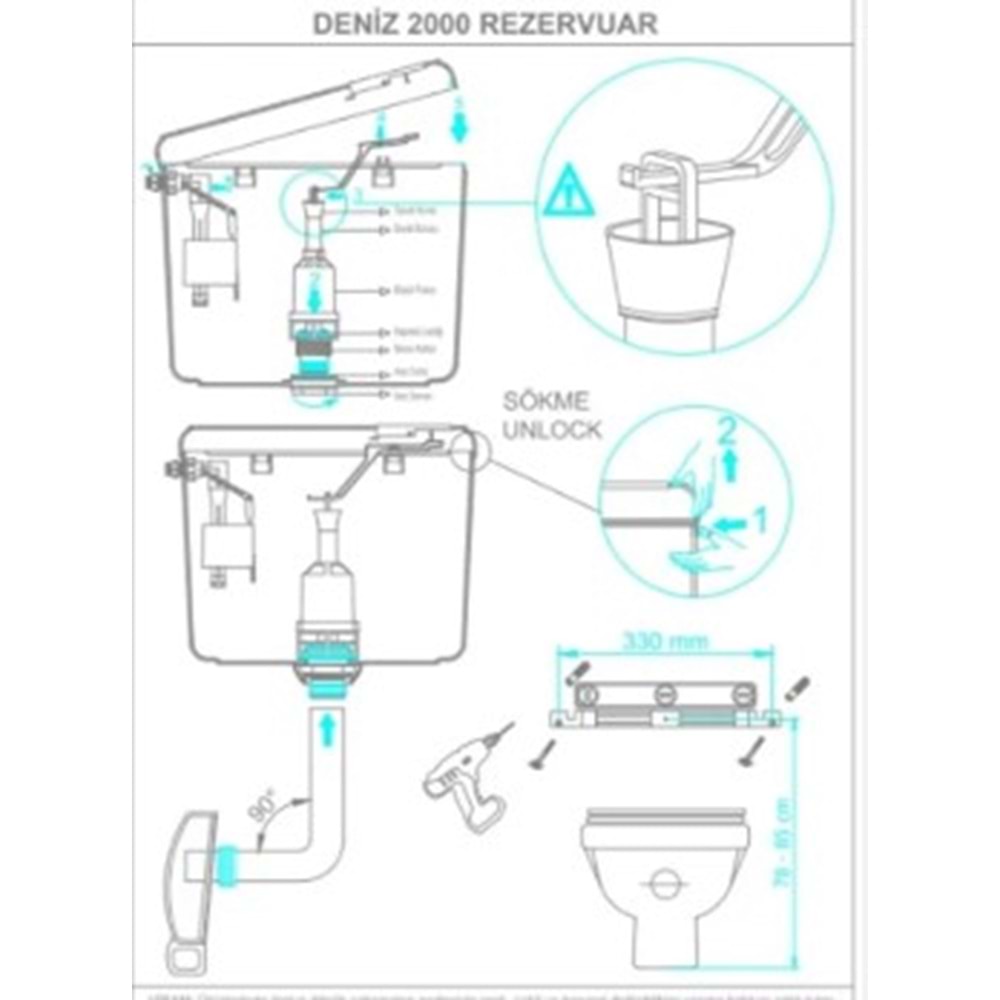 DENİZ 2000 SPİRAL DİRSEKLİ BASMA REZERVUAR ( VİSAM )