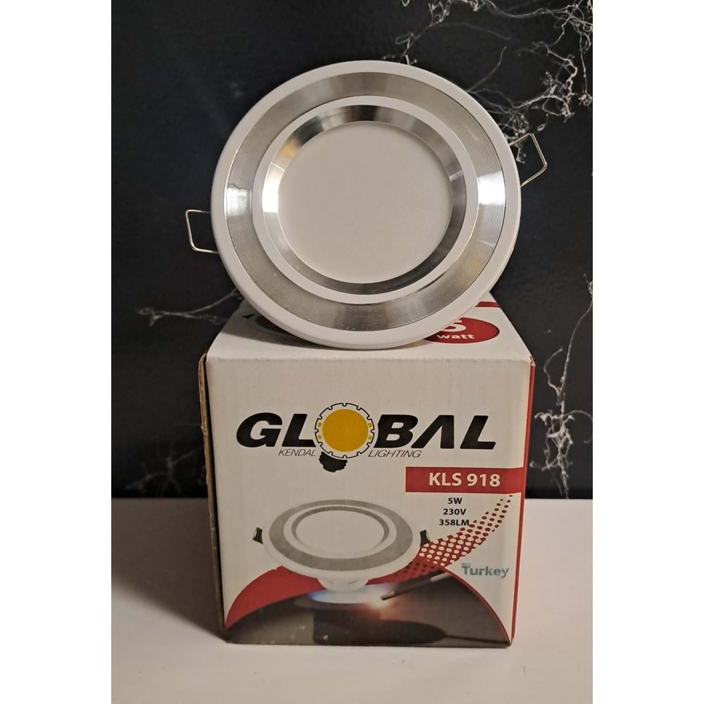 GLOBAL 5 WATT LED SPOT KROM ÇİZGİLİ BEYAZ PLASTİK KASA BEYAZ IŞIK 6500K 358LM