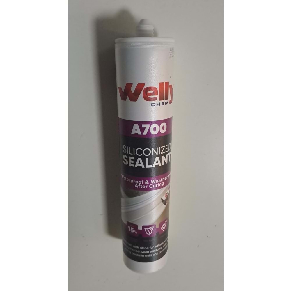 WELLY CHEM SILICONIZED SEALANT A700 ( SİLİKONİZE MASTİK ) BEYAZ 450 Gr