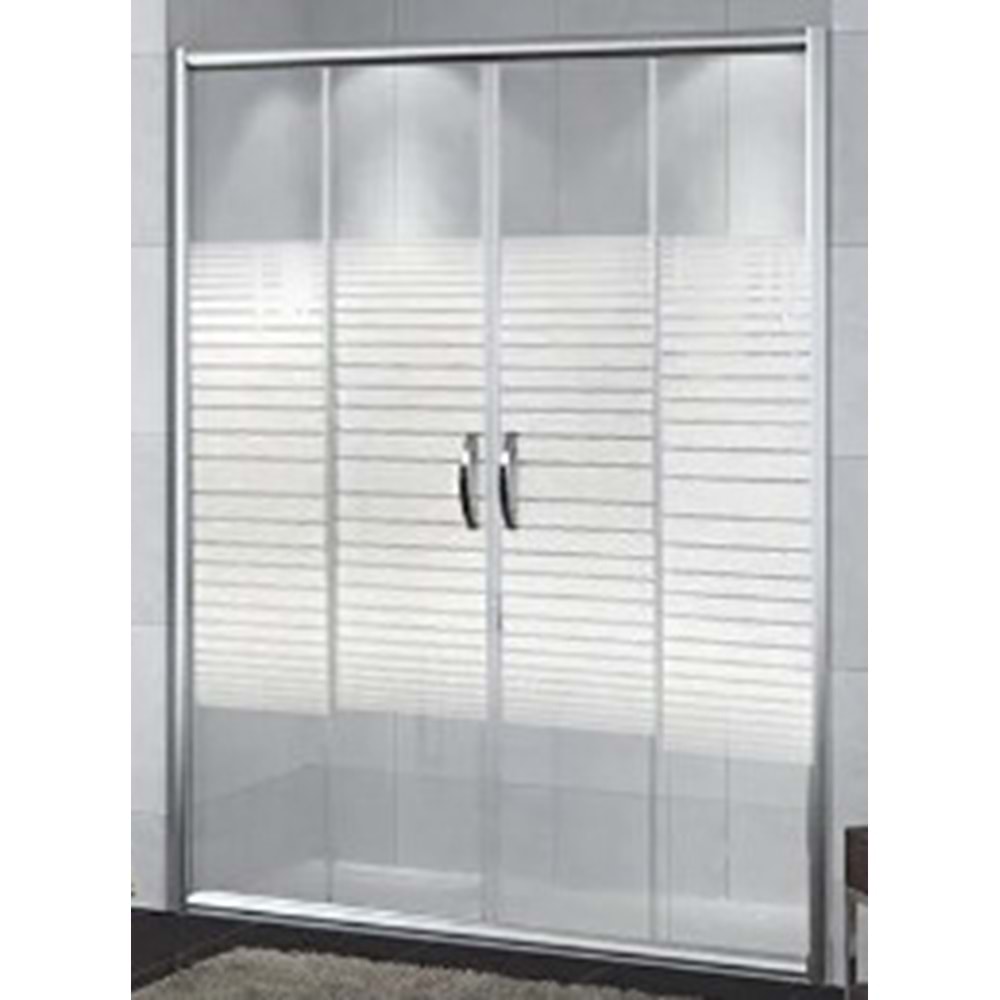 DUŞAKABİN 6mm CAM 2 SABİT 2 ÇALIŞIR 140-160 cm H:190cm - SARUN YAPI MARKET A.Ş. - DESENLİ