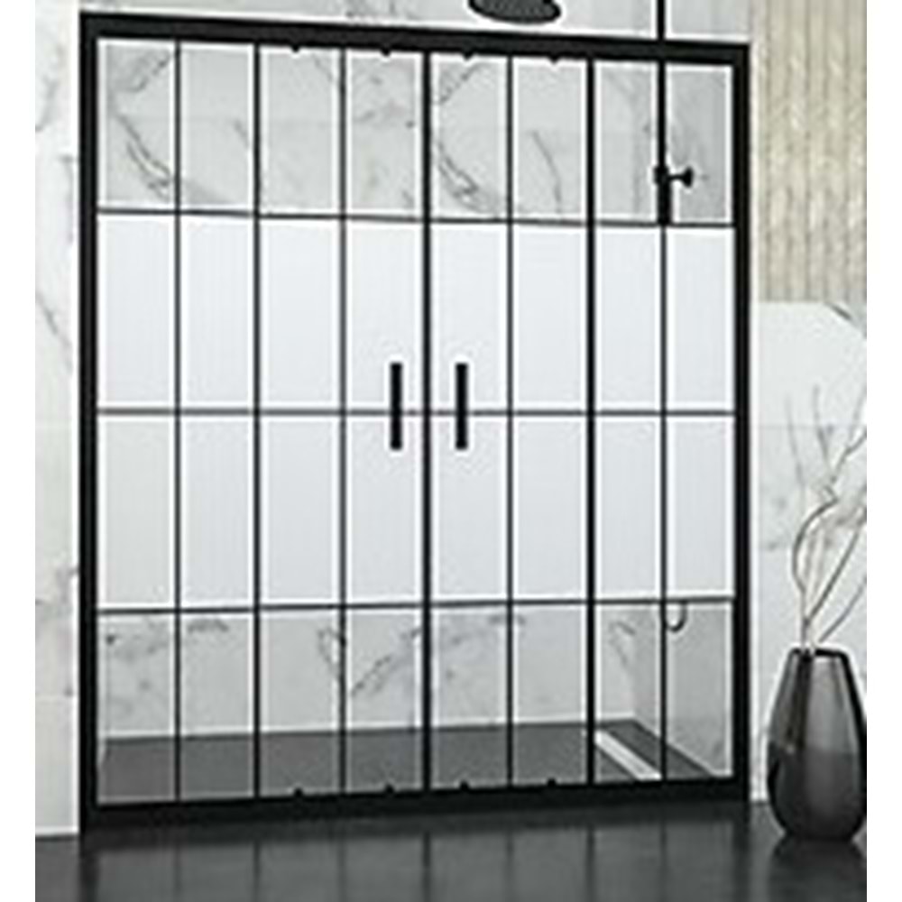 DUŞAKABİN 6mm CAM 2 SABİT 2 ÇALIŞIR 140-160 cm H:190cm - SARUN YAPI MARKET A.Ş. - KAROLAJ DESENLİ