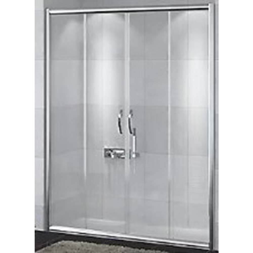 DUŞAKABİN 6mm CAM 2 SABİT 2 ÇALIŞIR 140-160 cm H:190cm - SARUN YAPI MARKET A.Ş. - ŞEFFAF