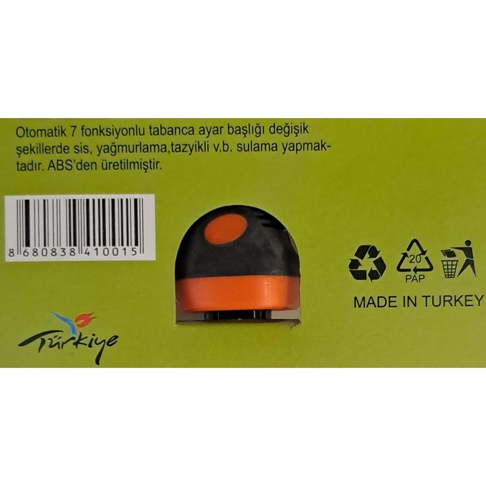 MEDALYAN MD-705 OTOMATİK SULAMA TABANCASI 7 FONKSİYONLU ( HORTUM TAKMA APARATI PAKET İÇERİĞİNDE YOKTUR )