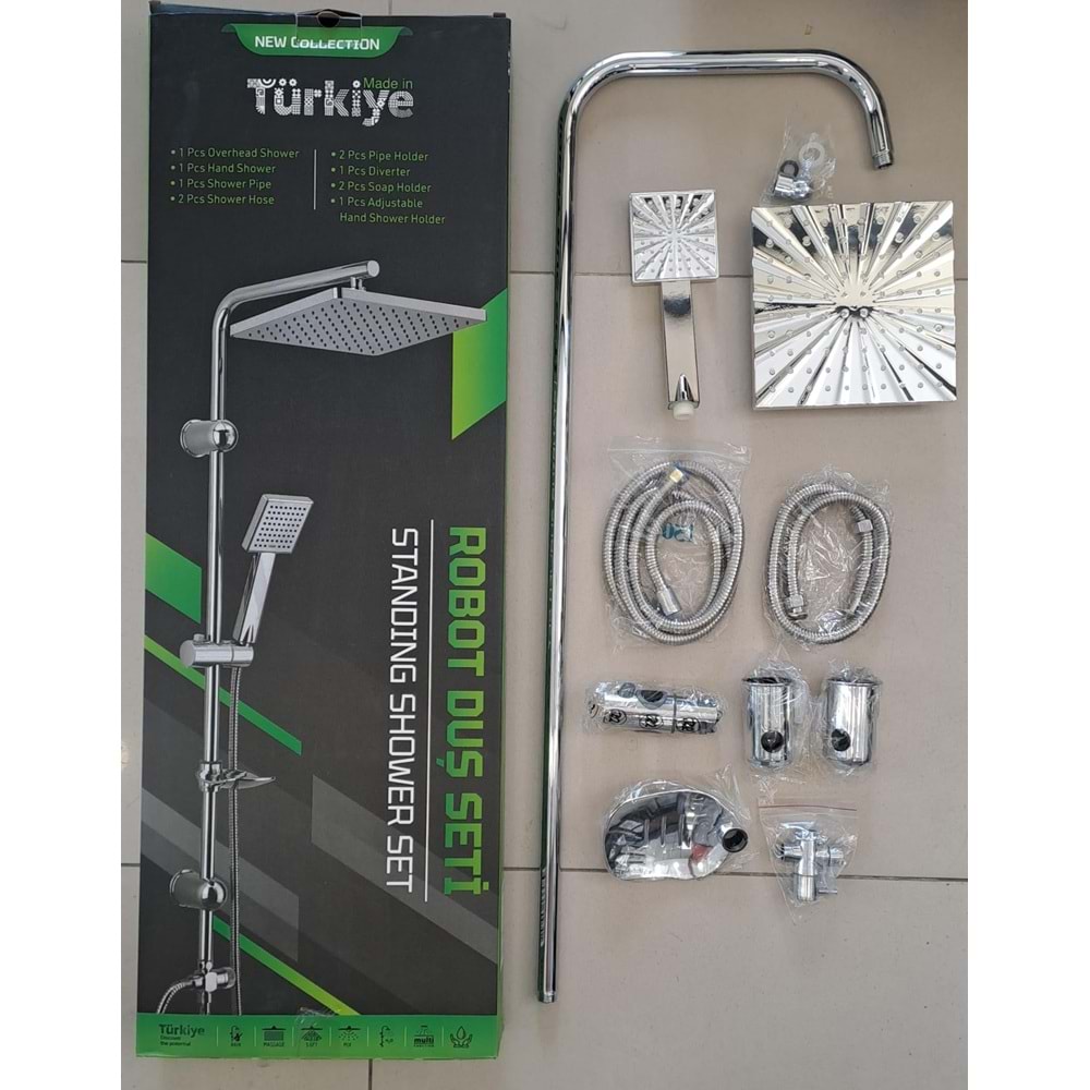 ROBOT DUŞ SETİ - FLAT DUŞ SETİ - KARE BAŞAK - KOMPLE KROM