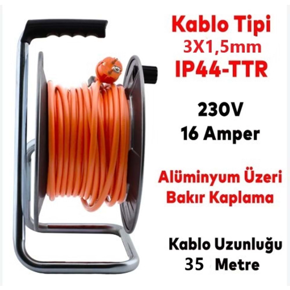 GOLD MAKARALI SEYYAR UZATMA ARA KABLOSU - 3 x 1,5 - 35 mt