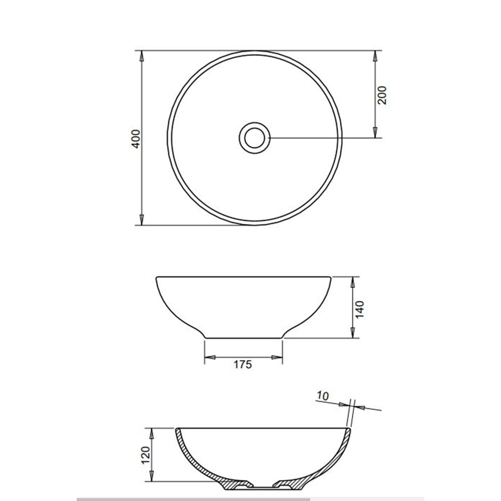 TOLEDO ÇANAK LAVABO 40cm TURAVİT