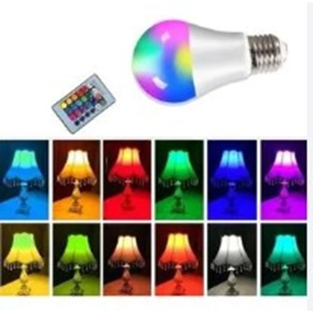 WILKINSON RGB LED AMPUL ANİMASYONLU UZAKTAN KUMANDALI 6500K 9W BEYAZ IŞIK WLK-RGB-9W