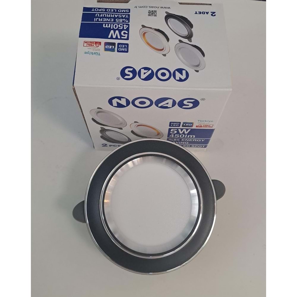 NOAS 5 WATT SMD LED SPOT KROM ÇİZGİ SİYAH KASA BEYAZ IŞIK 450lm 6500K