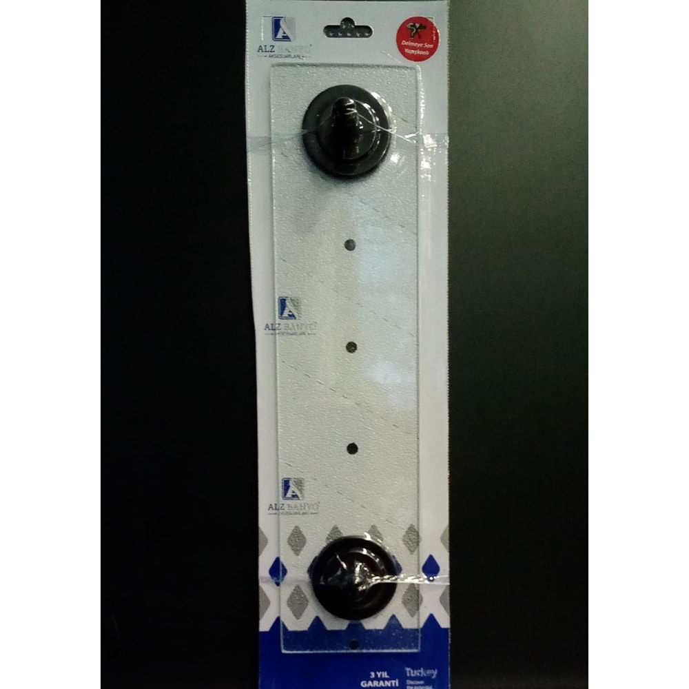 ALZ YAPIŞKANLI CAM ETEJER - ETAJER ( 40x10 cm ) - SİYAH STATİK BOYALI - VAKUMLU AMBALAJ ( YPS18 )