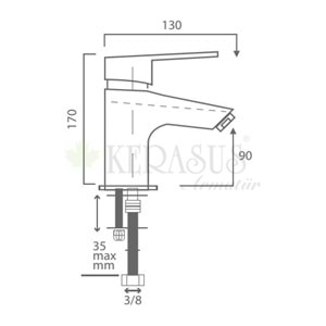 KERASUS PLATINUM SERİSİ - MİX LAVABO BATARYASI 40Ø - MAT SİYAH