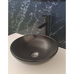 KERASUS PLATİNUM SERİSİ - ÇANAK LAVABO BATARYASI - 15 cm GAGALI - MAT SİYAH