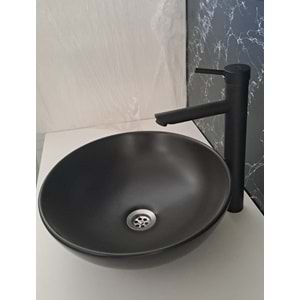 KERASUS PLATİNUM SERİSİ - ÇANAK LAVABO BATARYASI - 15 cm GAGALI - MAT SİYAH