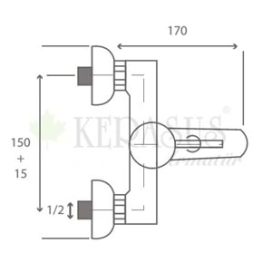 KERASUS RUBY SERİSİ - MİX BANYO BATARYASI ( R03 MAVİ ) 35Ø