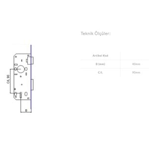 DAF GÖMME STANDART ODA KAPI KİLİDİ - 40 mm
