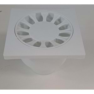 BEYAZ YER SÜZGECİ 10 x 10 cm - Ø 50 ALTTAN ÇIKIŞ YER SİFONU