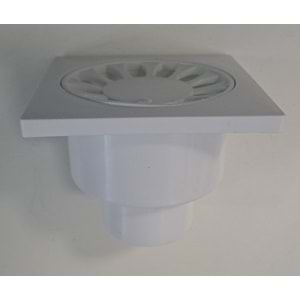 BEYAZ YER SÜZGECİ 10 x 10 cm - Ø 50 ALTTAN ÇIKIŞ YER SİFONU