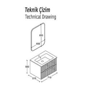 HİLTON BANYO DOLABI - İLYADA 70 MAT LAKE ANTRASİT