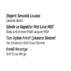 HİLTON BANYO DOLABI - İLYADA 90 MAT LAKE BEYAZ