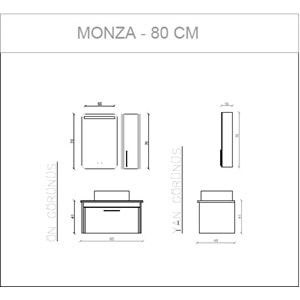 HİLTON BANYO DOLABI - MONZA 80 cm - BEYAZ