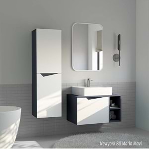 HİLTON BANYO DOLABI - NEWYORK BOY DOLABI MAT LAKE MARİN MAVİ