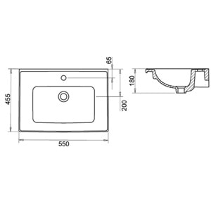BELLA ETEJERLİ LAVABO 55cm TURAVİT