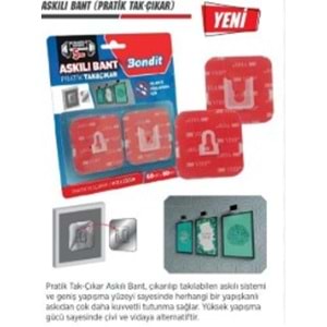 BONDİT ASKILI BANT PRATİK TAK ÇIKAR 2 Lİ ( 60 mm X 60 mm )