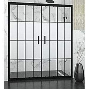 DUŞAKABİN 6mm CAM 2 SABİT 2 ÇALIŞIR 161-180 cm H:190cm - KAROLAJ DESENLİ CAM