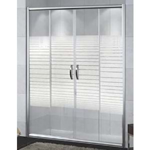 DUŞAKABİN 6mm CAM 2 SABİT 2 ÇALIŞIR 181-200 cm H:190cm - DESENLİ