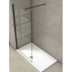 DUŞAKABİN 6mm ŞEFFAF CAM SABİT PANEL (KAPISIZ) 0 -100 cm - SİYAH PROFİL - GERGİ KOLU DAHİL
