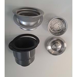 KÖRÜKLÜ SİFON LÜX ÇÖP MAK ( VİDALI - SEPETLİ - KAPAKLI ) - SÜZGÜ Ø 110 mm - Ø 32 LİK ÇIKIŞLI - GRİ