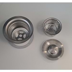 KÖRÜKLÜ SİFON LÜX ÇÖP MAK ( VİDALI - SEPETLİ - KAPAKLI ) - SÜZGÜ Ø 110 mm - Ø 32 LİK ÇIKIŞLI - GRİ