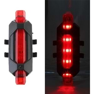 ŞARJLI BİSİKLET IŞIĞI LED ÇOK FONKSİYONLU USB GİRİŞLİ - KIRMIZI