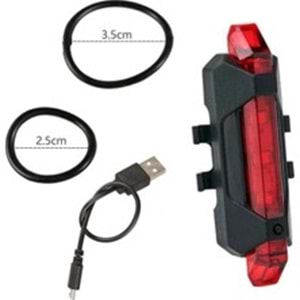ŞARJLI BİSİKLET IŞIĞI LED ÇOK FONKSİYONLU USB GİRİŞLİ - KIRMIZI