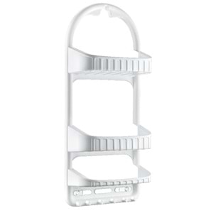 DÜNYA ŞAMPUANLIK 3 LÜ PLASTİK BANYO KÖŞE RAFI ( ASKILI VE VANTUZLU )( 26,5 x 62 x 13 cm )