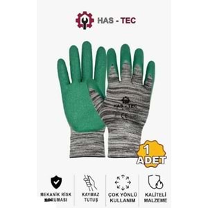İŞ ELDİVENİ - HAS-TEC EL-050 LATEX KAPLAMA KAYDIRMAZ CAMCI ELDİVENİ 10 NO