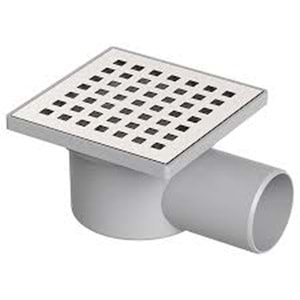 FATEX 10 x 10 cm Ø 50 PLASTİK ÇERÇEVE YANDAN ÇIKIŞ YER SÜZGECİ ( 430 PASLANMAZ SÜZGEÇLİ )