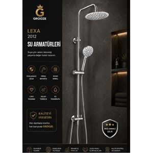 GROOZE ROBOT DUŞ SETİ - FLAT DUŞ SETİ - LEXA - 304 KROM METAL TEPE DUŞU